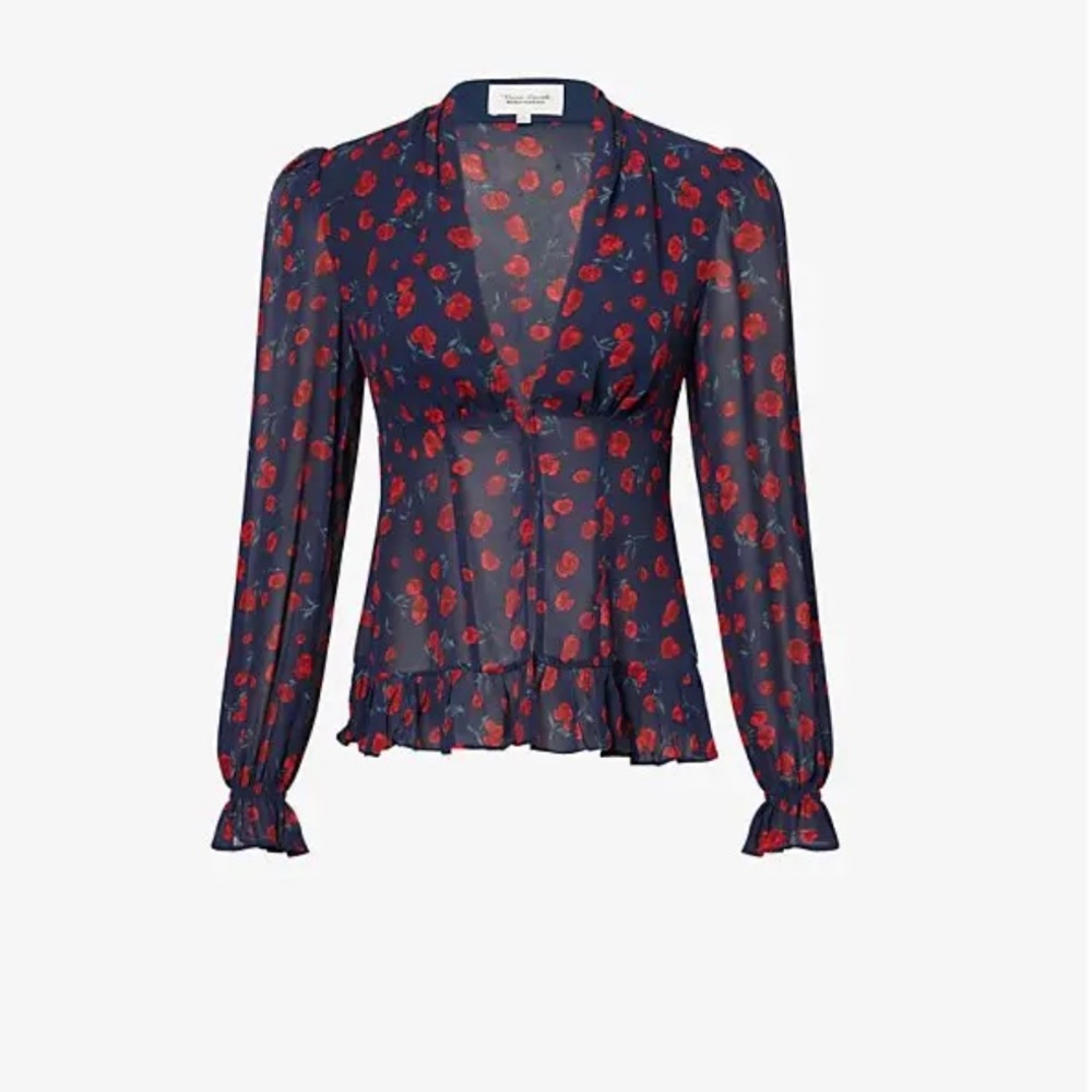 Reformation x Nara Smith Rose Print Blouse